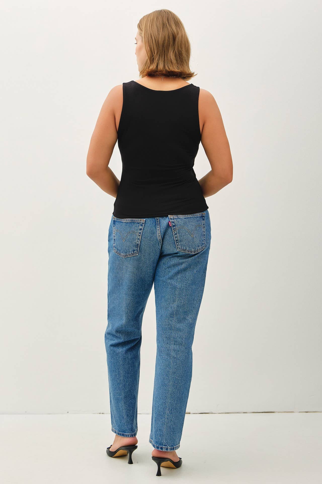 +V-Neck Tank Top- Black