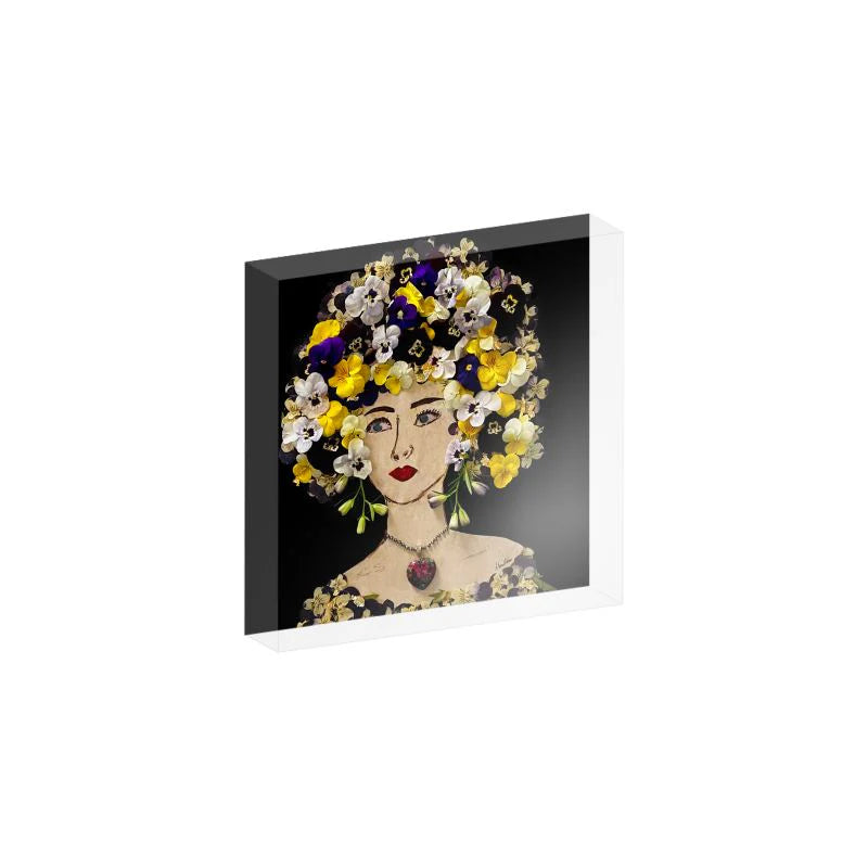 Pansy Acrylic Block- 4x4