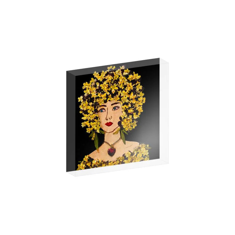 Gilded Pansy Acrylic Block- 4x4
