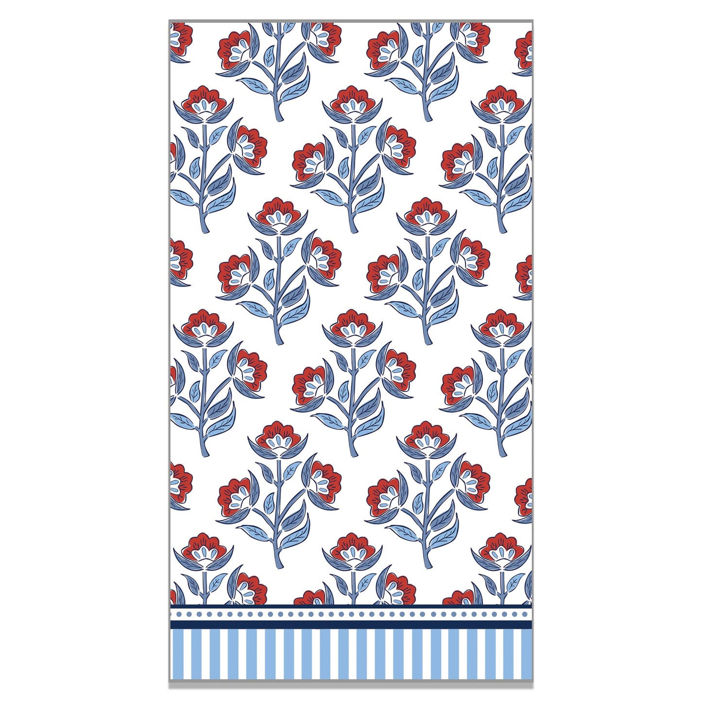 Red Floral Block Print Paper Guest Towels | Luxe Pack of 40