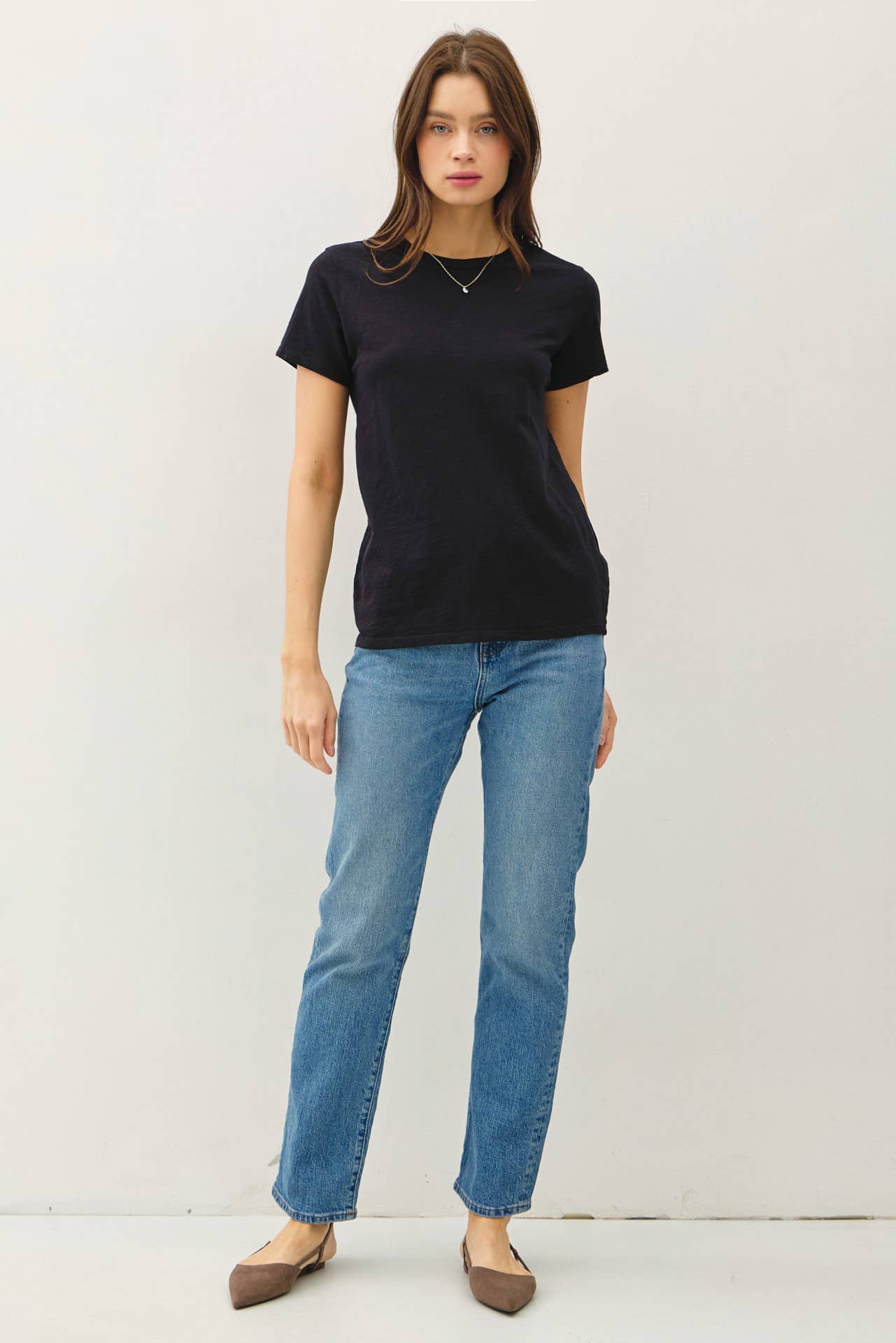 Garment Dyed Slub Tee- Black