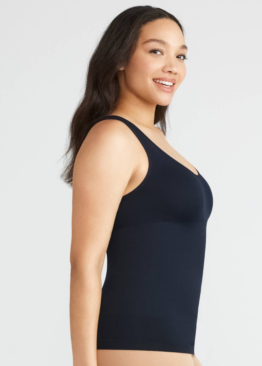 Lena Nylon Seamless Shaping Tank: 2X/3X / Almond
