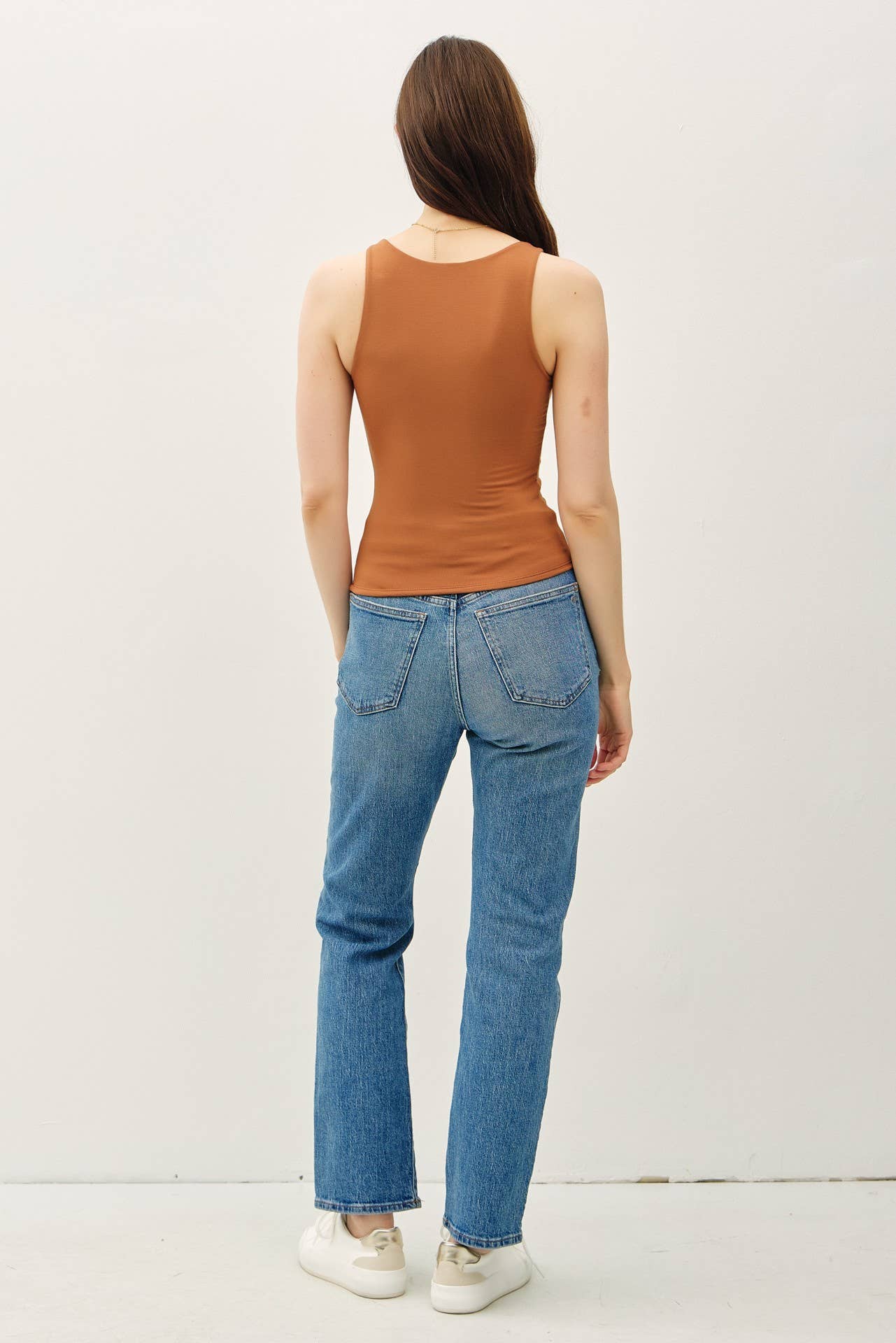 V-Neck Tank Top- Hazelnut