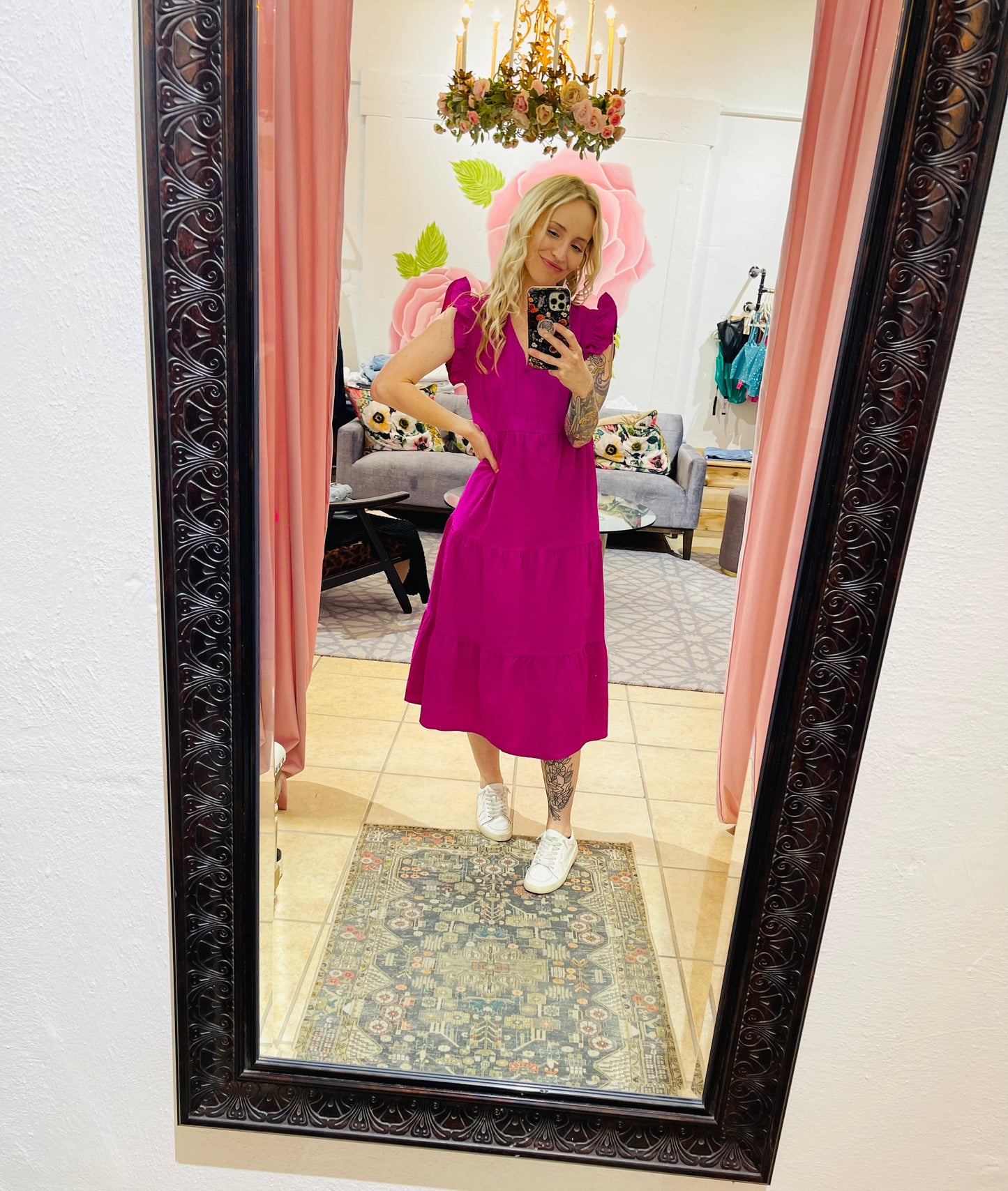 Ruffle Sleeve Tiered Dress