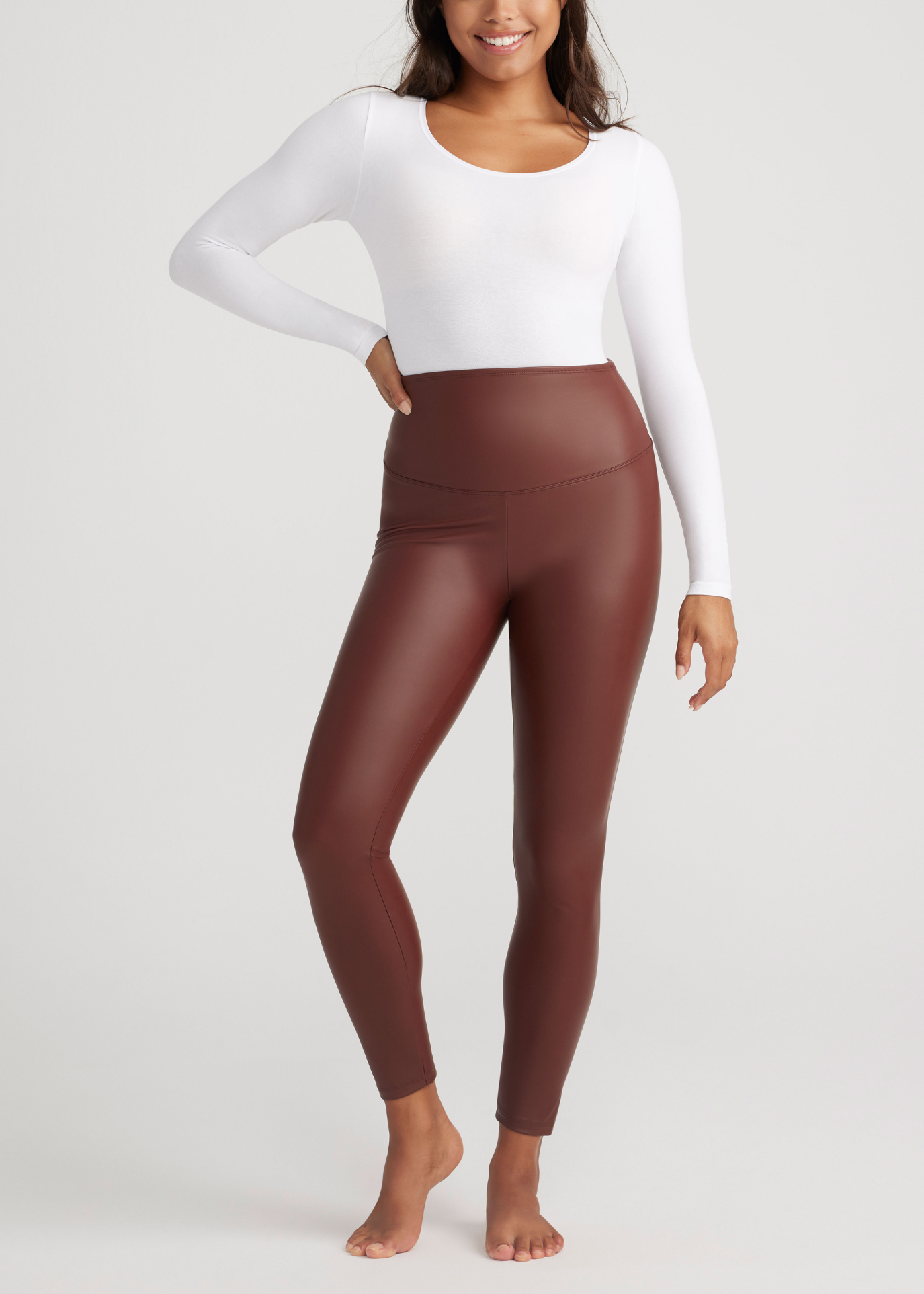 Faux Leather Shaping Legging: 1X / Black