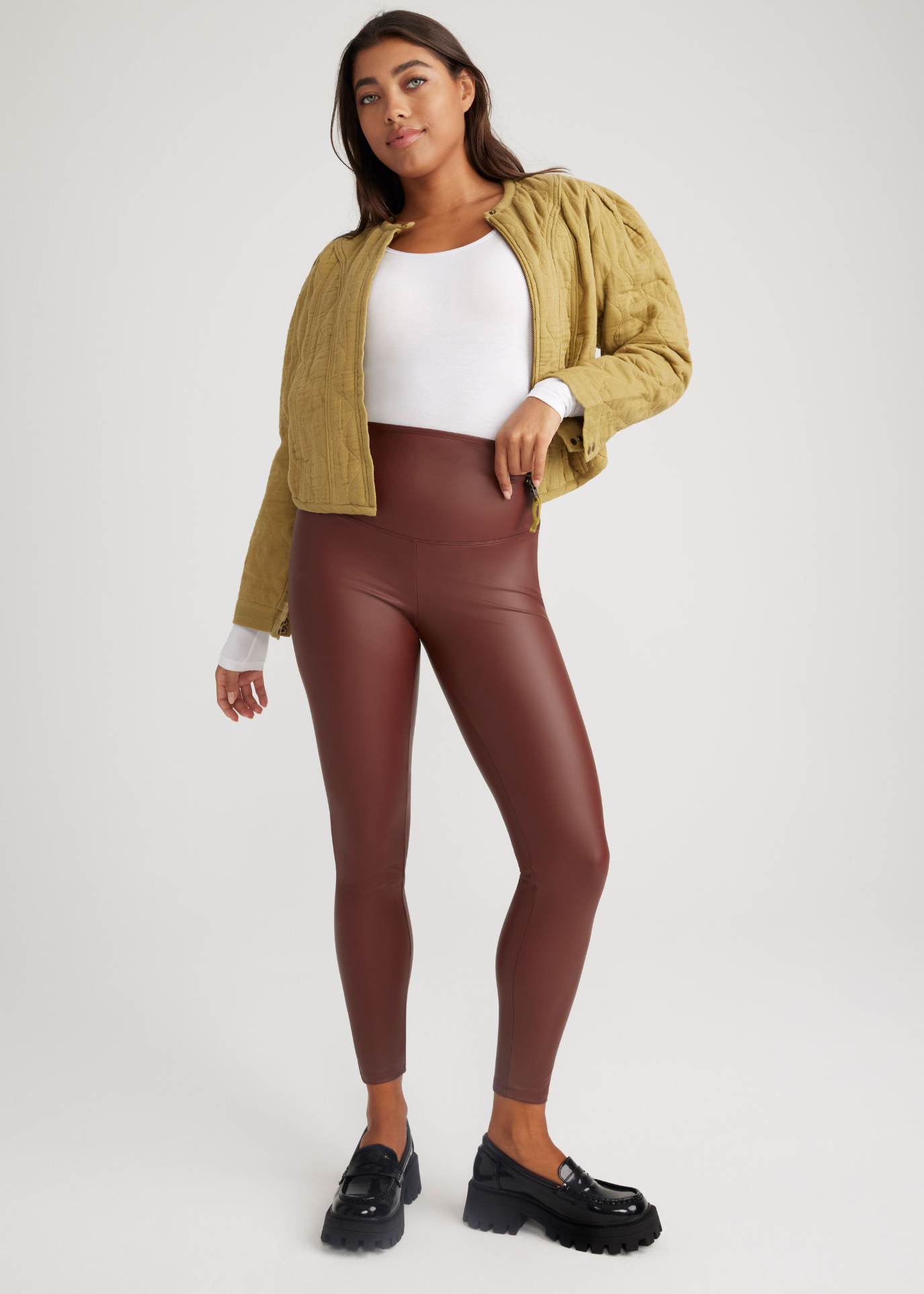Faux Leather Shaping Legging: 1X / Black
