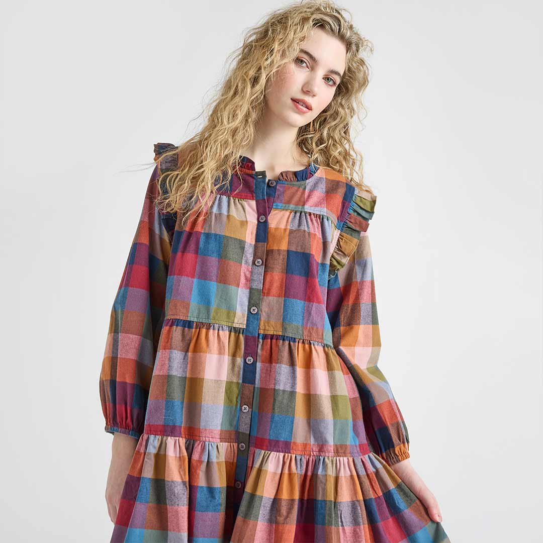 Womens Kalani Dress- Harvest Check
