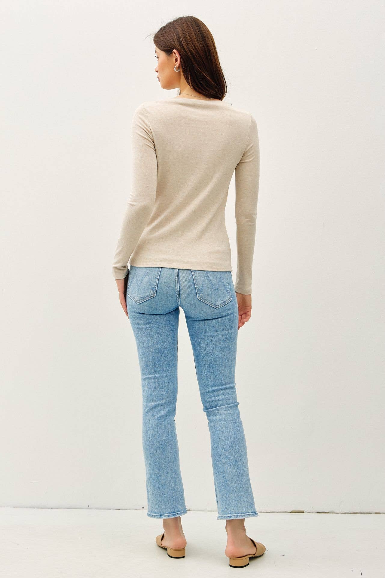 Boat Neck Long Sleeve Knit- Oatmeal
