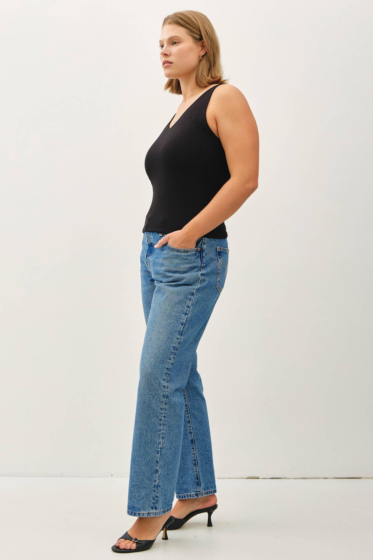 +V-Neck Tank Top- Black