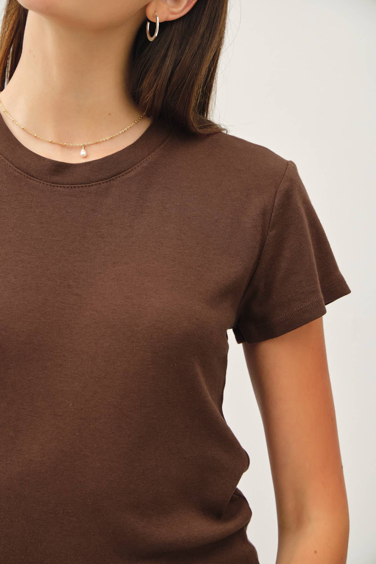 Classic Cotton Blend Crewneck- Chocolate