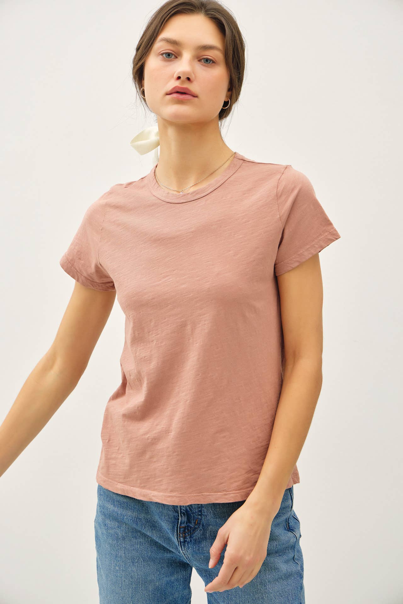 Garment Dyed Slub Tee- Clay