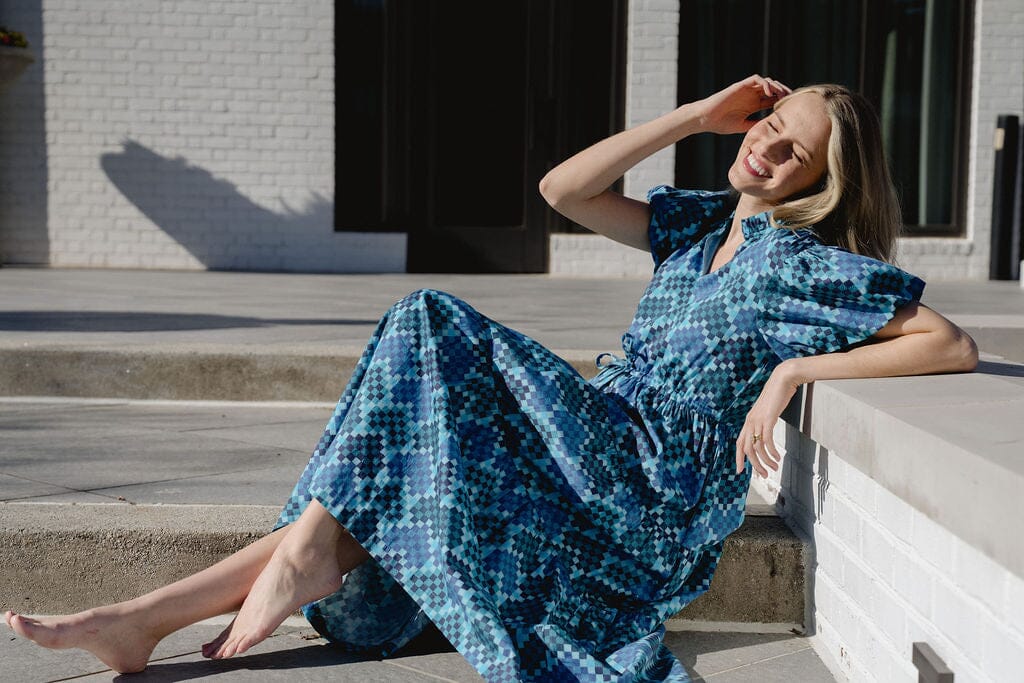 Women's Margaret Dress- Checker Blue