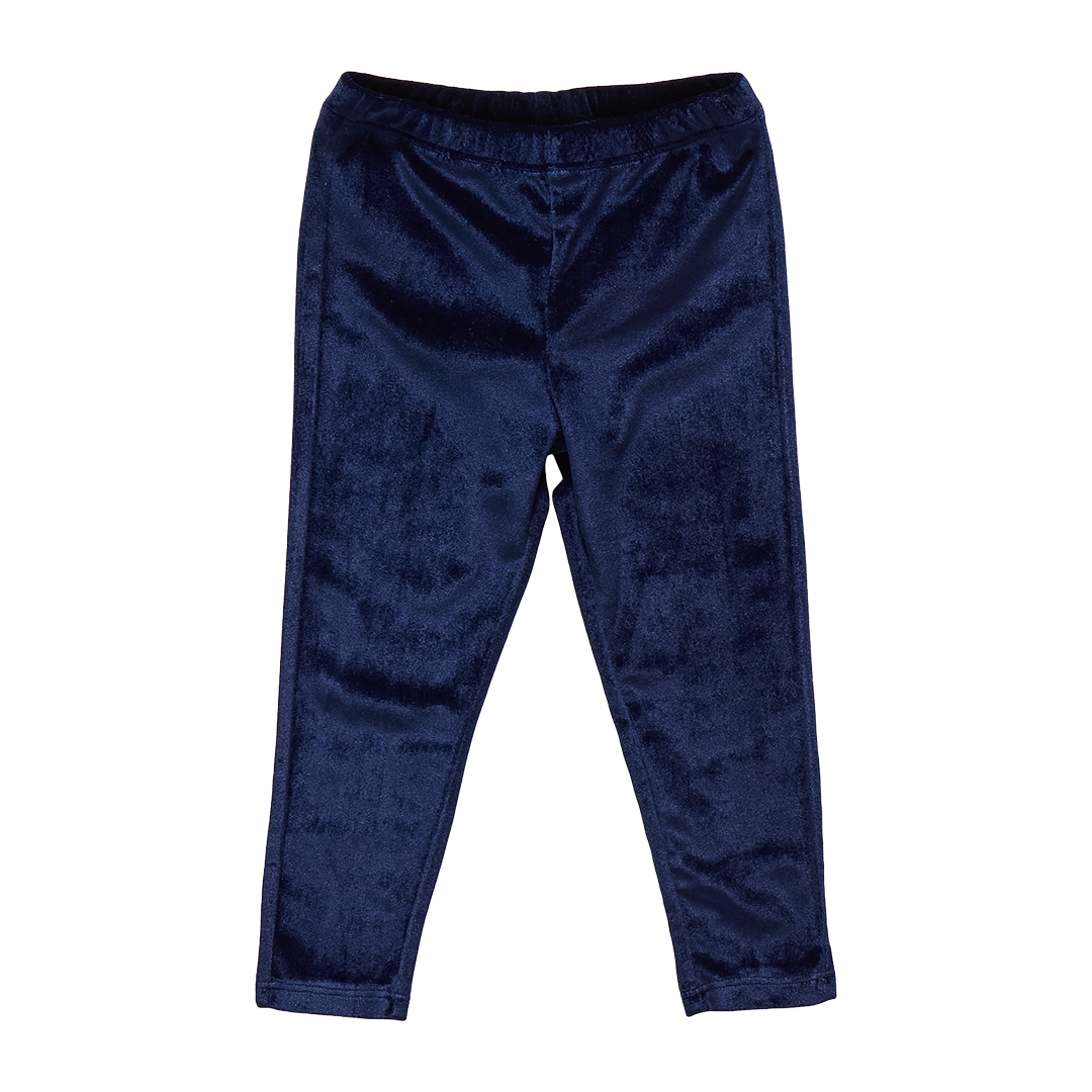 Girls Velour Legging- Navy
