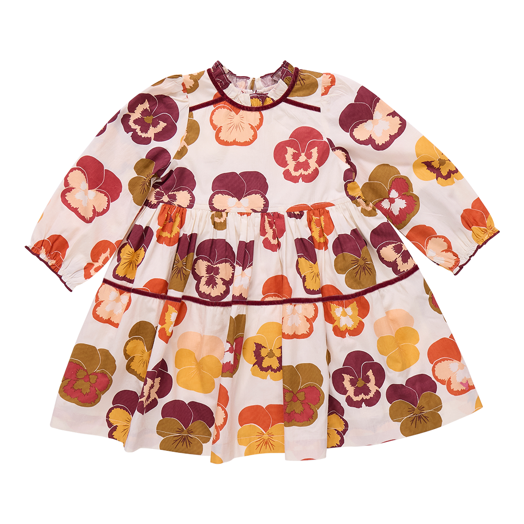 Girls Charlie Dress- Autumn Pansies
