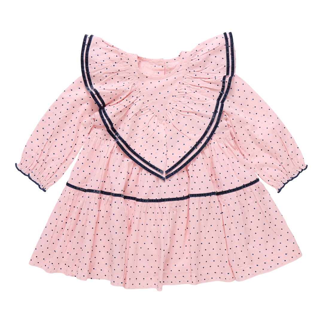 Girls Raphaela Dress- Strawberry Cream Polka Dot
