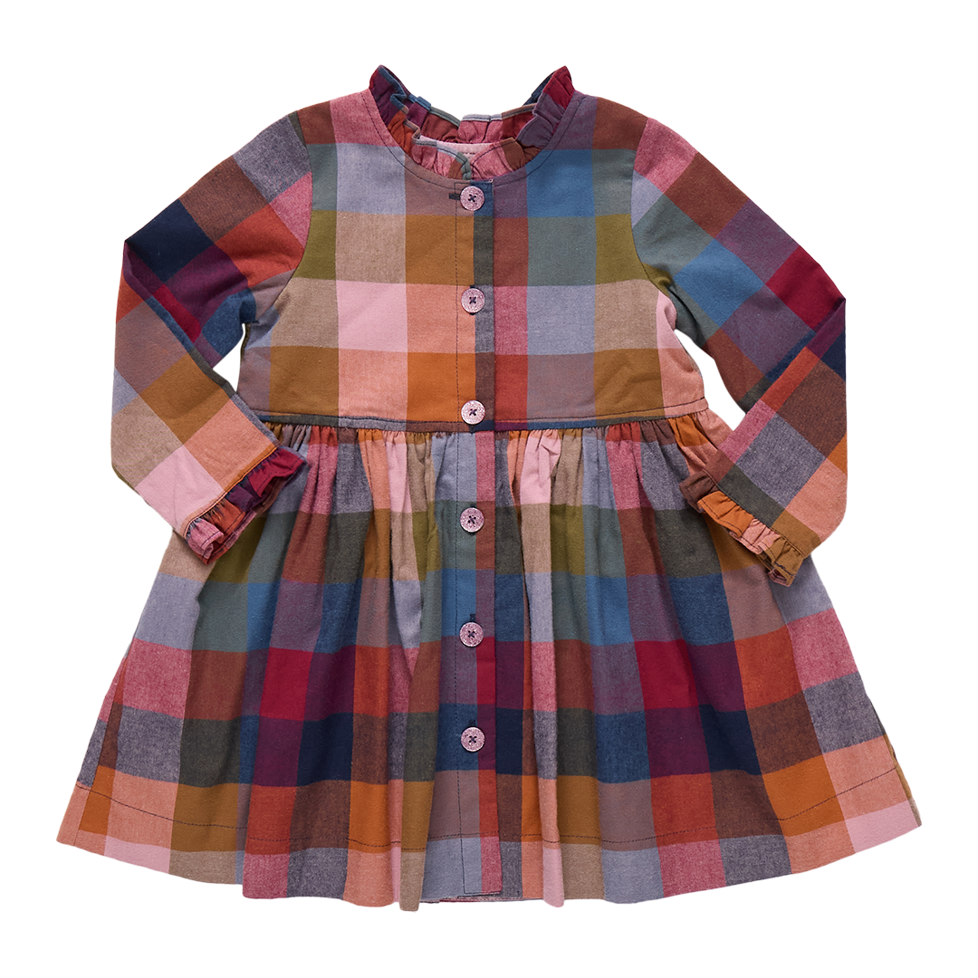 Girls Autumn Dress- Harvest Check