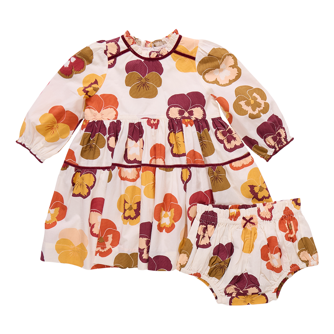 Baby Girls Charlie Dress Set- Autumn Pansies