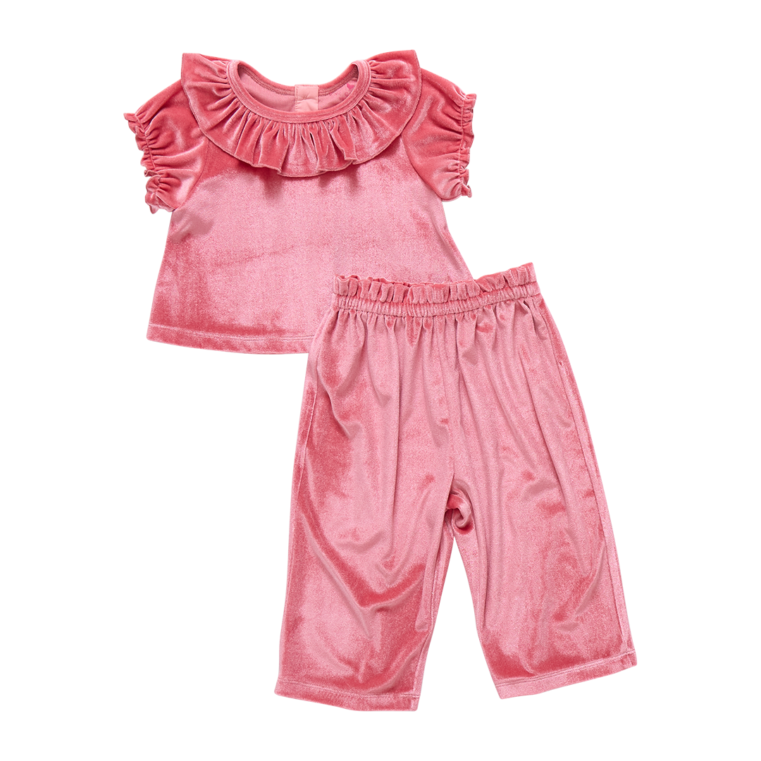 Baby Girls Velour Maura 2-Piece Set- Desert Rose