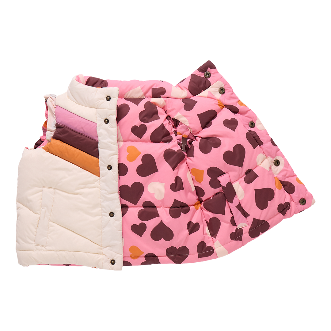 Girls Reversible Ruffle Ellis Vest- Cream Stripe
