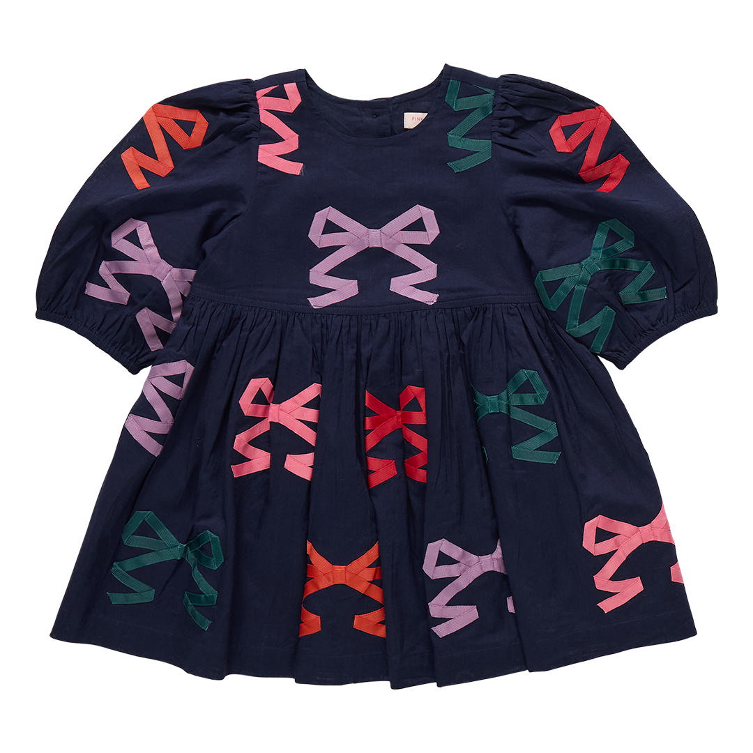 Girls Brooke Dress- Multi Bow Applique