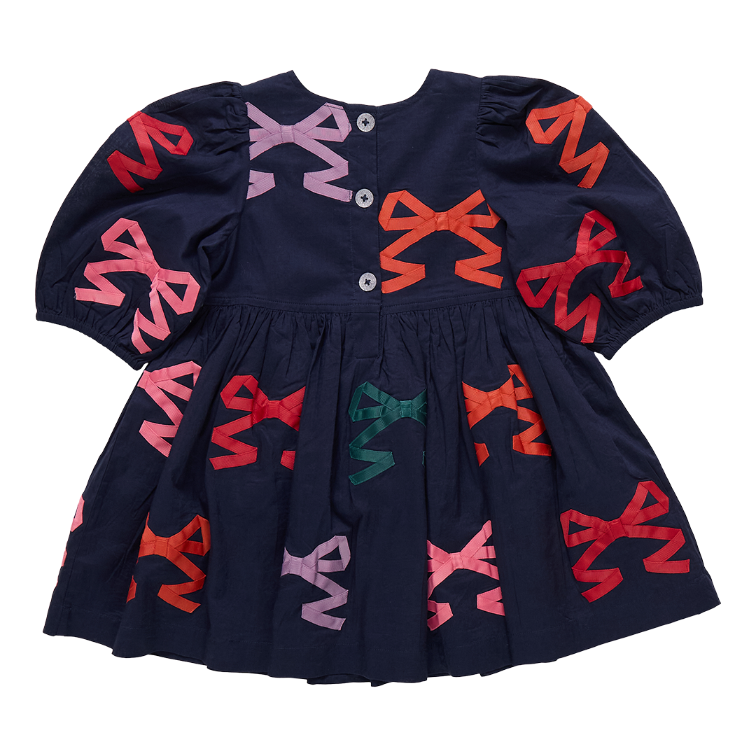 Girls Brooke Dress- Multi Bow Applique