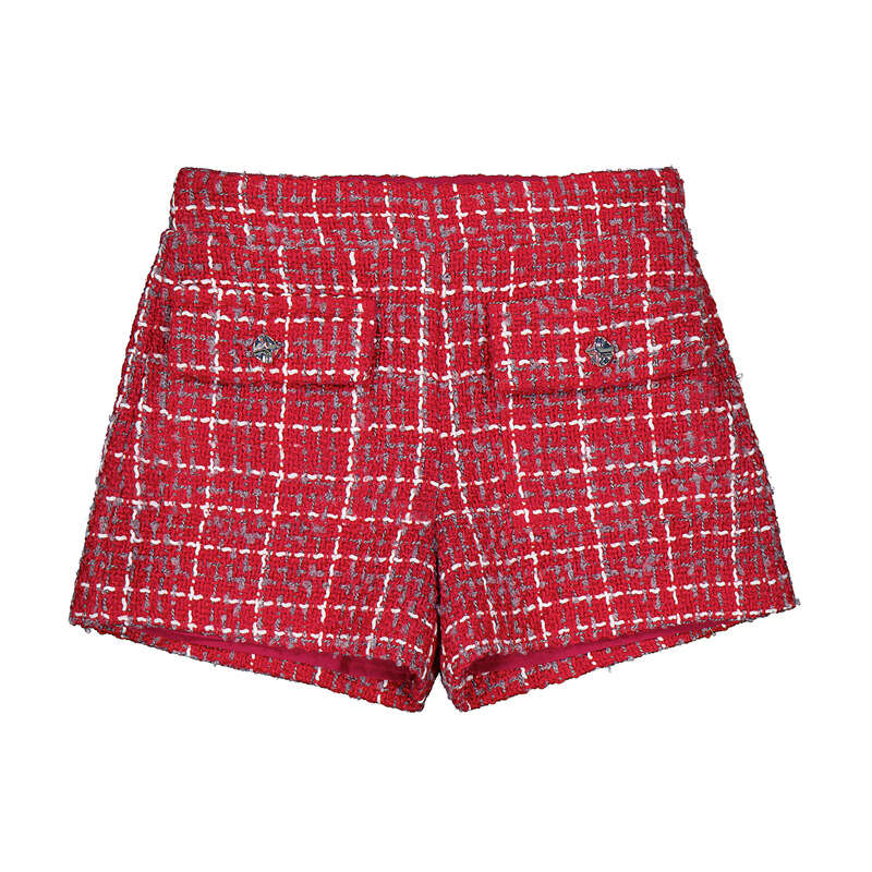 Girls Red Tweed Shorts