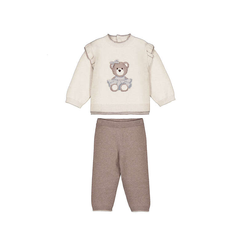 Knit Pants Set- Brown Bear