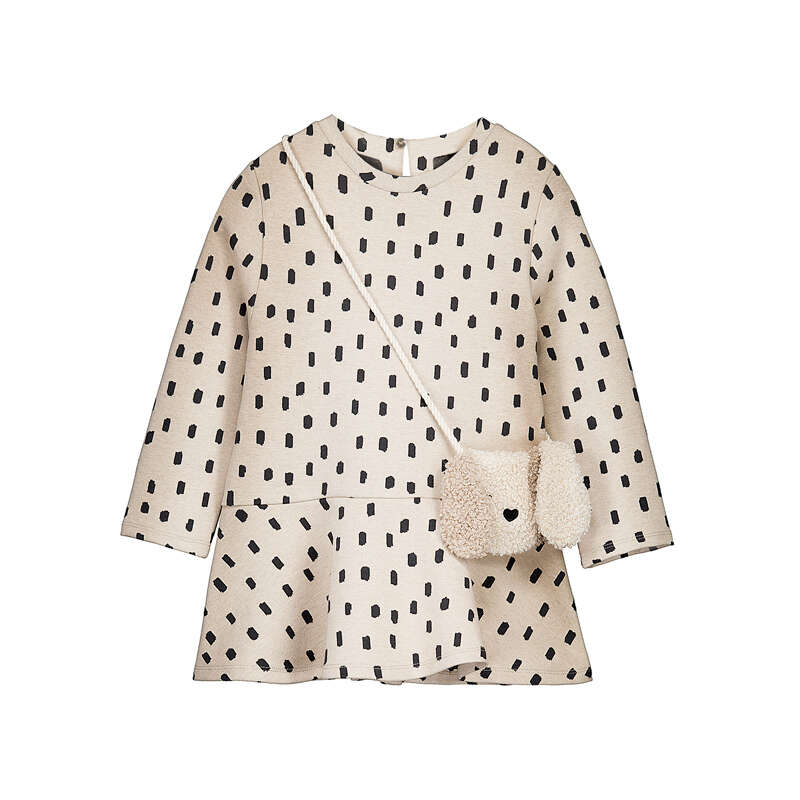 Jacquard Knit Dress w/ Bag- Quinoa