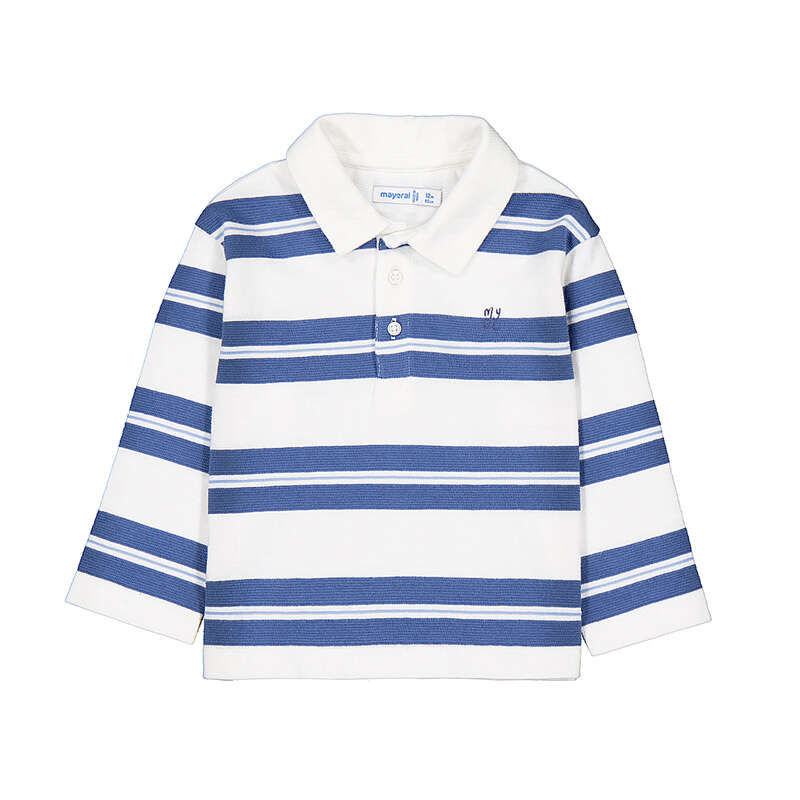 Long Sleeve Stripes Polo - Indigo
