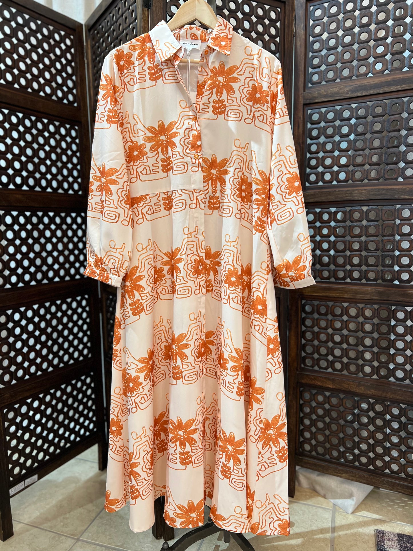 Burnt Orange Maxi Shirt Dress