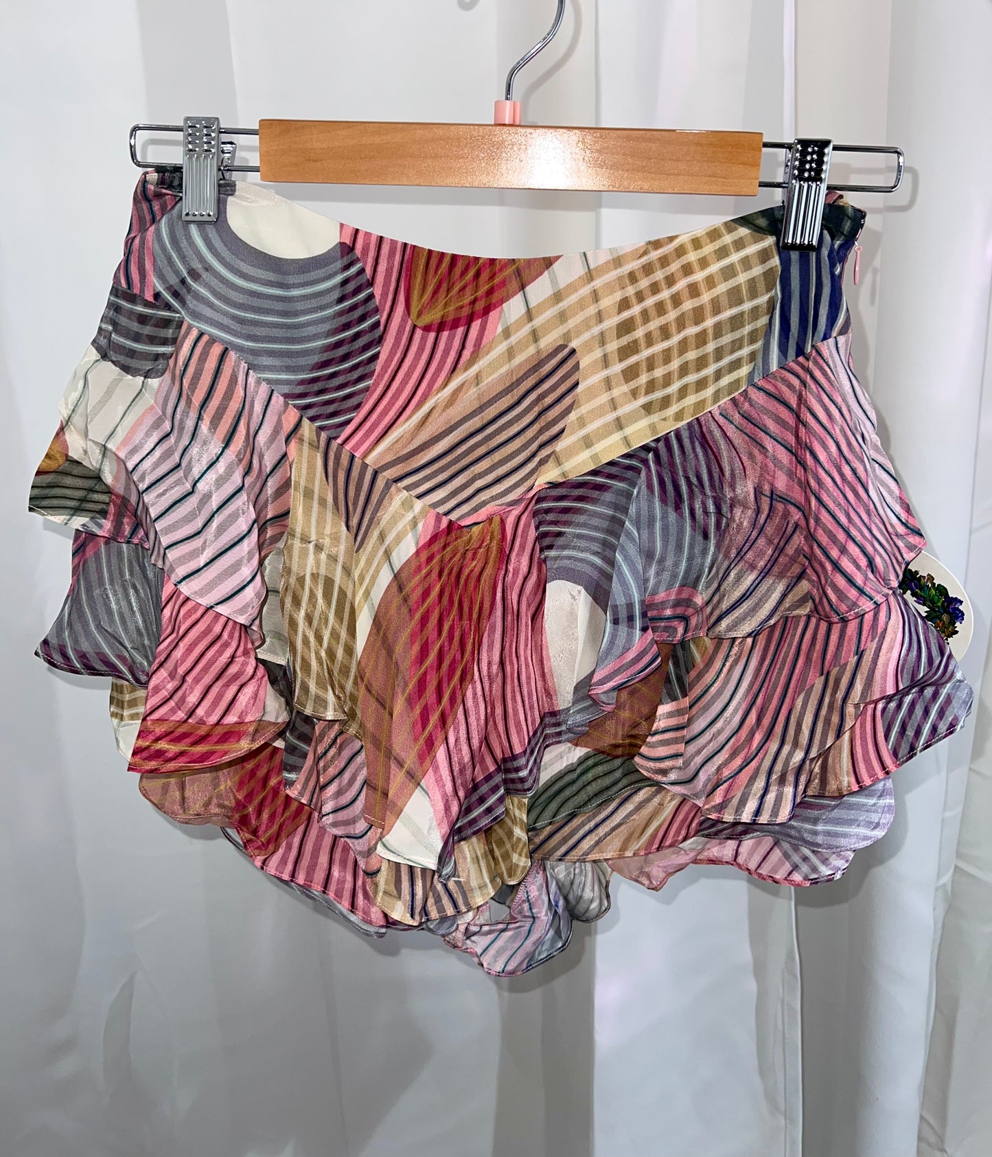 Multicolor Tiered Frills Miniskirt