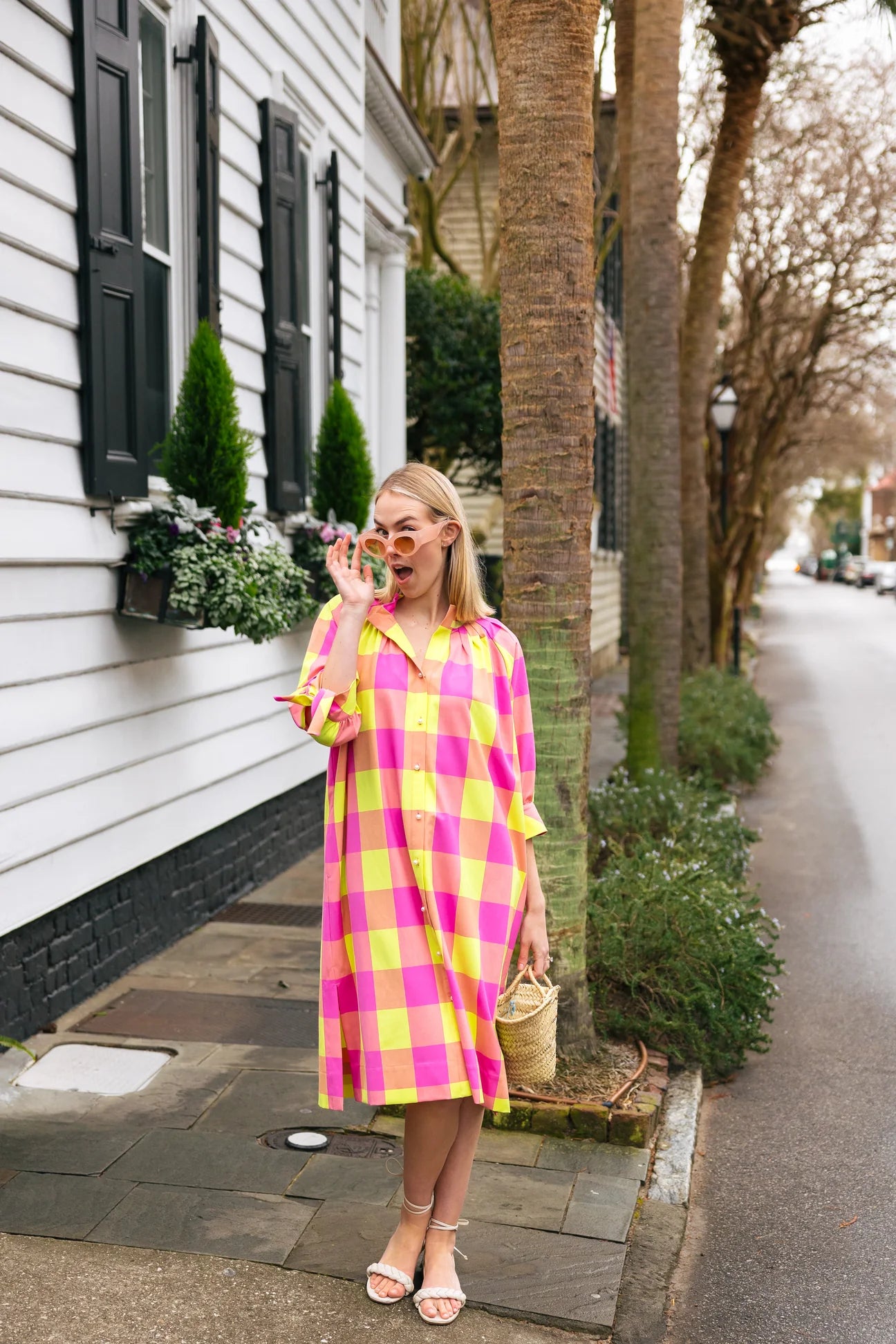 June Dress- Vivid Yellow & Pink