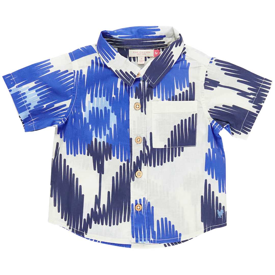 Boys Jack Shirt- Blue Ikat