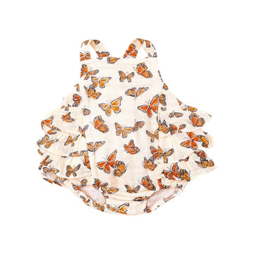RUFFLE SUNSUIT - PAINTED MONARCH BUTTERFLIES