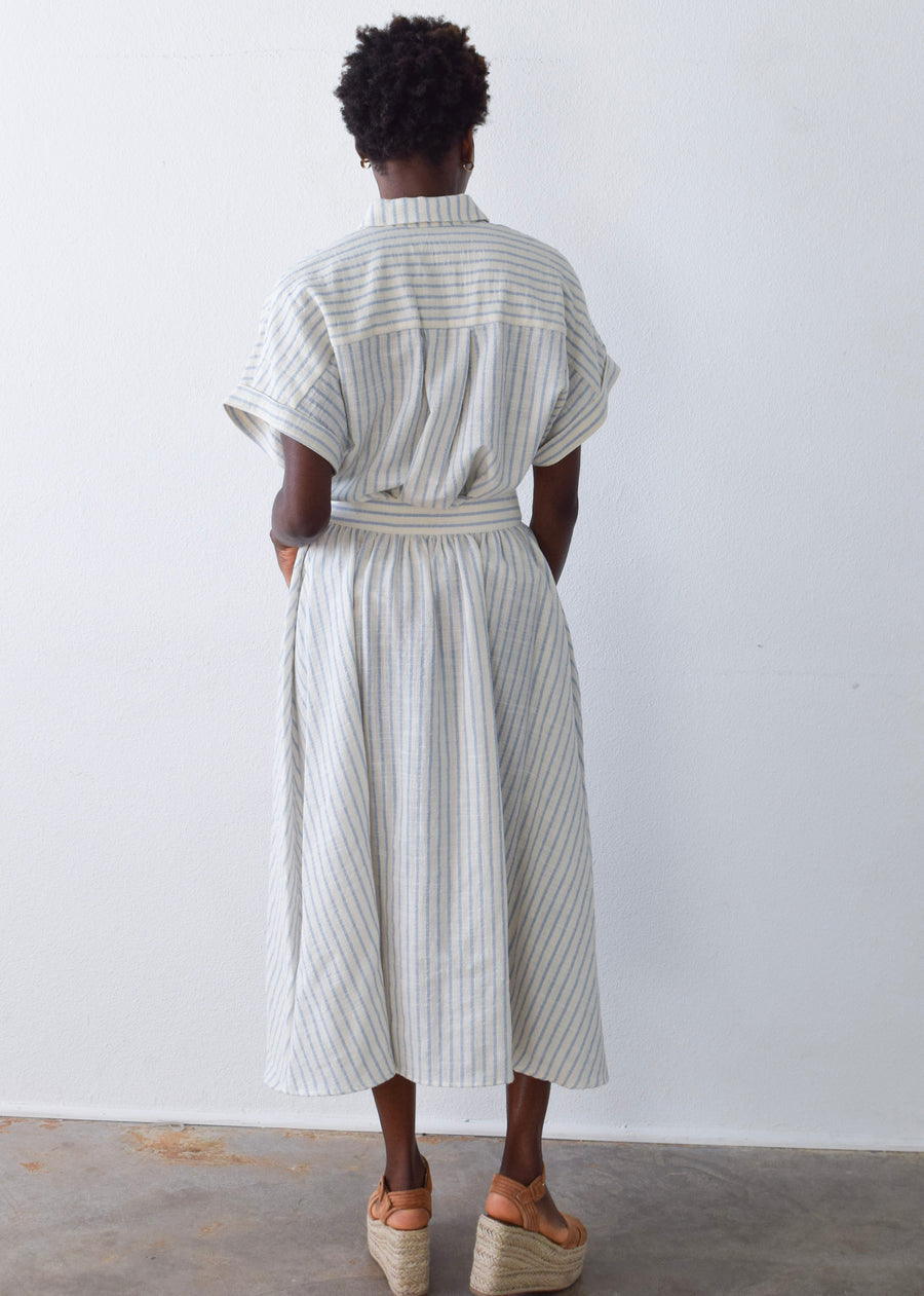 Button Down Top- Blue Stripe