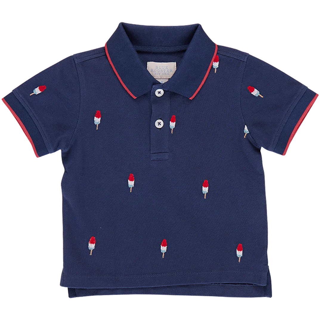 Boys Alec Shirt- Navy Rocket Pop Embroidery