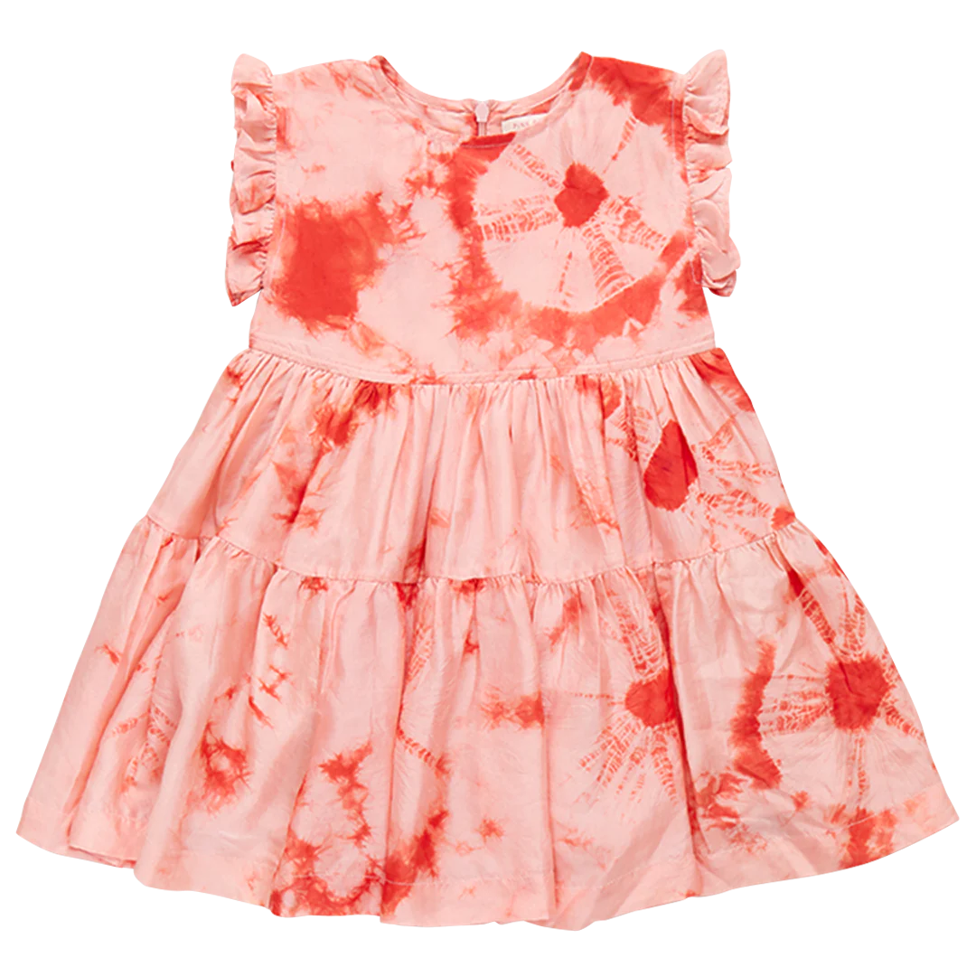 Girls Silk Polly Dress- Mellow Rose Tie Dye
