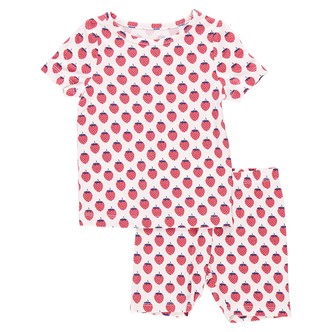 Kids Bamboo PJ Set- Petite Strawberries