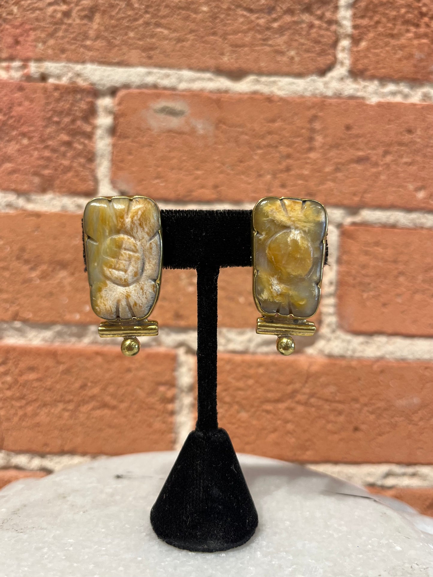 Jan Maclaughlin Earrings- Yellow Jadeite