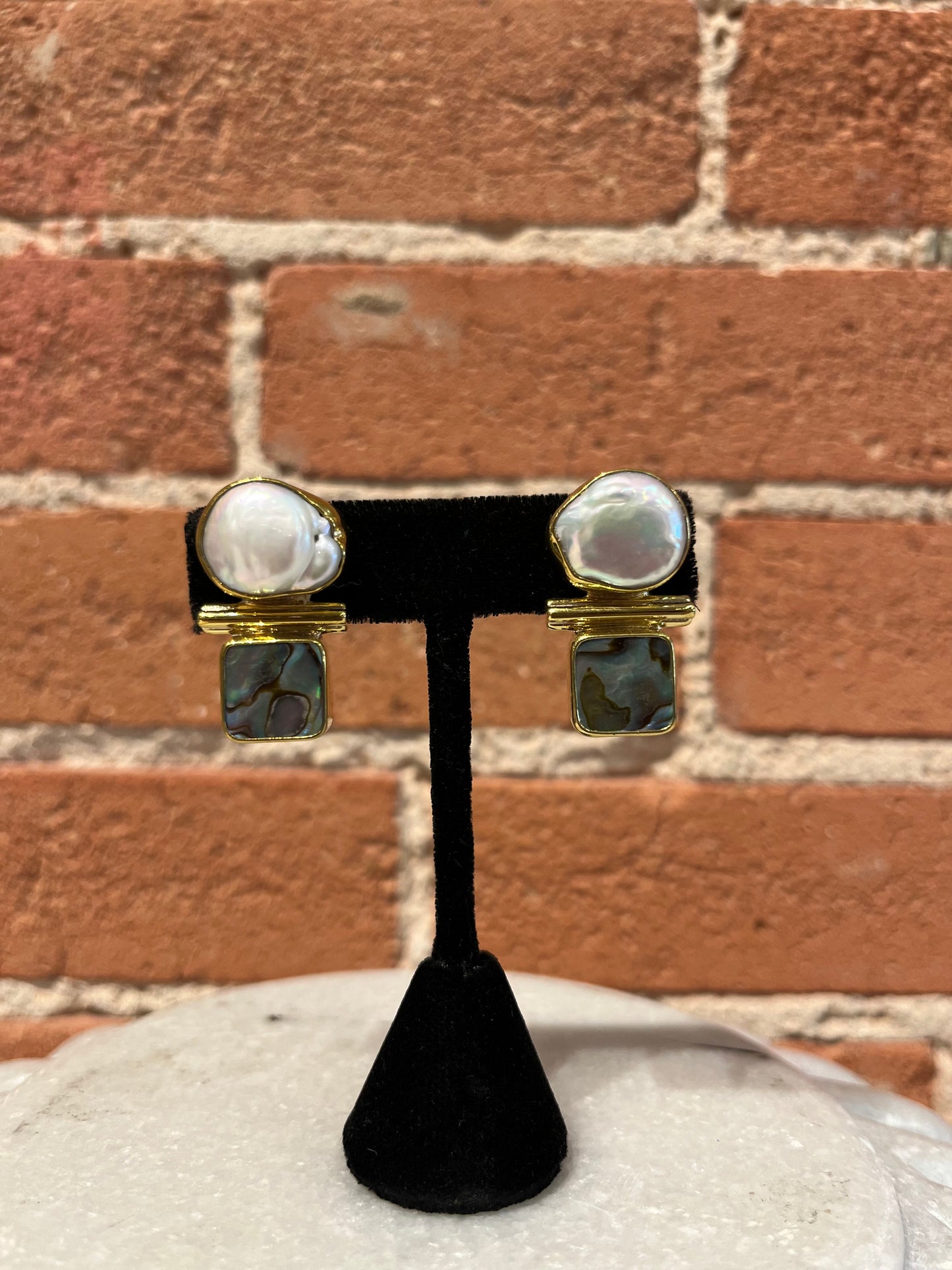 Jan Maclaughlin Earrings- Mother of Pearl + Abalone