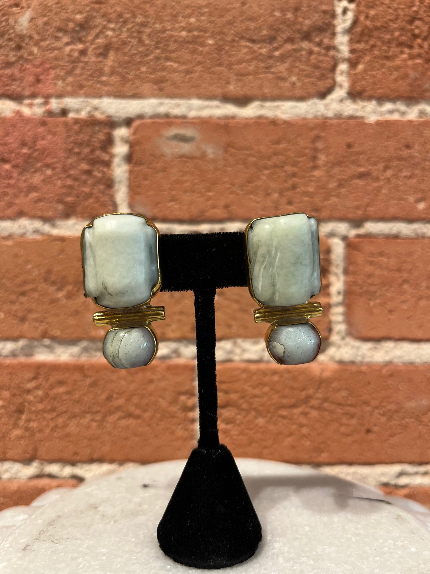 Jan Maclaughlin Earrings- White Jade