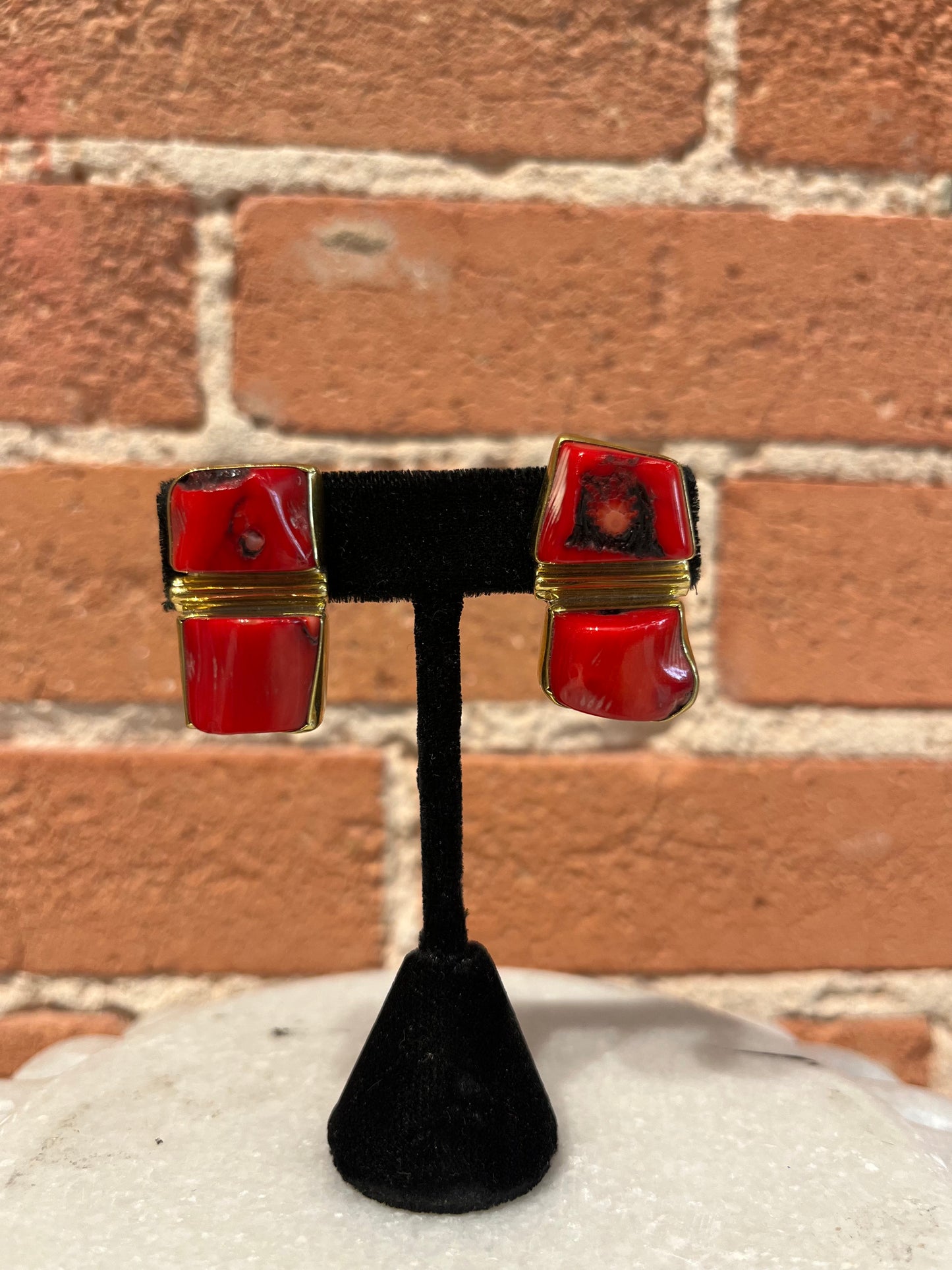 Jan Maclaughlin Earrings- Red Sponge Coral