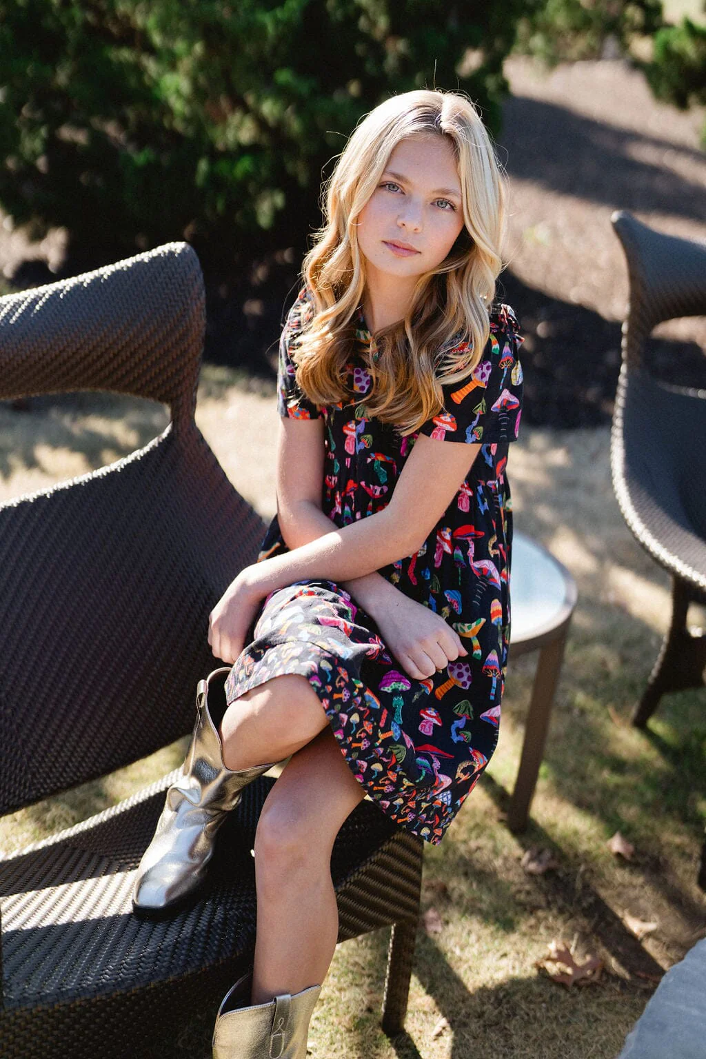 Girls Lotus Dress- Groovy Mushroom