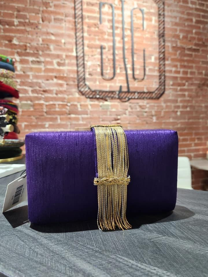Plum Fringe Clutch