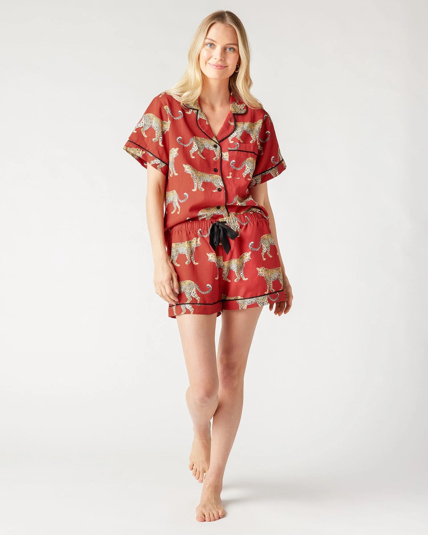 Katie Kime Cheetah Pajama Shorts Set