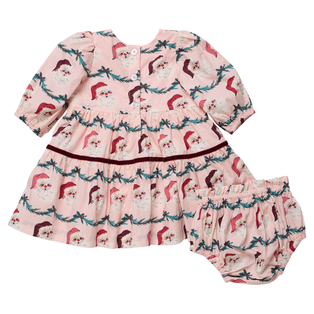 Baby Girls Maribelle Dress Set- Santa Garland