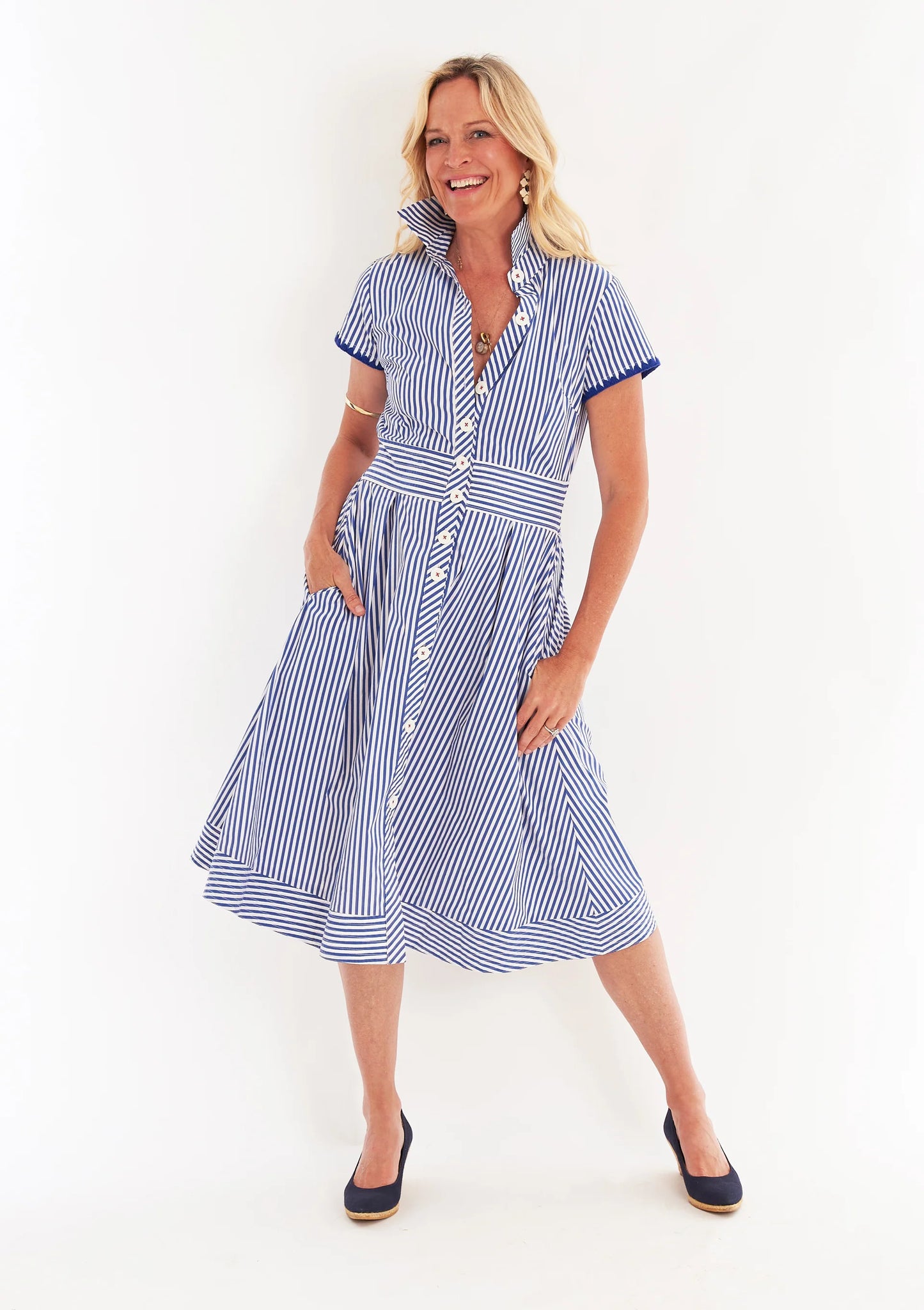 Milan Dress- Navy Stripe
