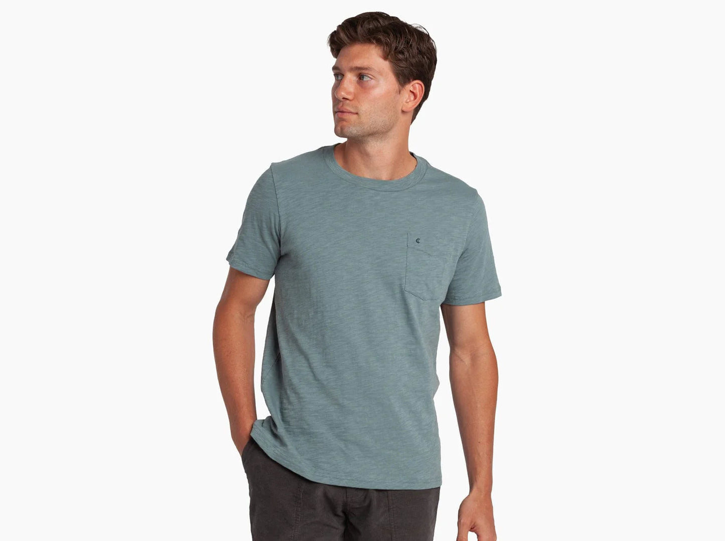 Slub Cotton Short Sleeve T-Shirt- Cobblestone