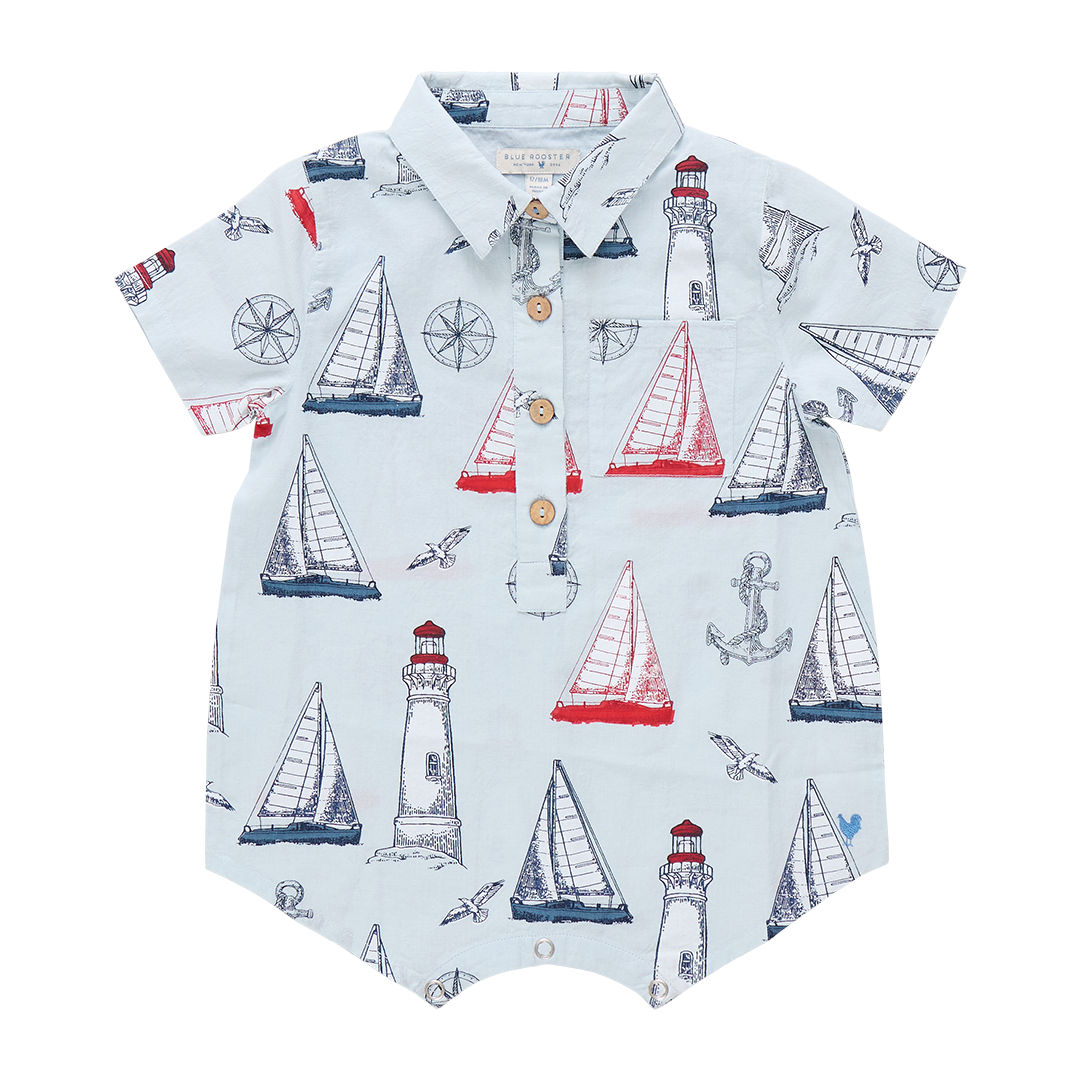 Baby Boys Easton Romper- Nautical