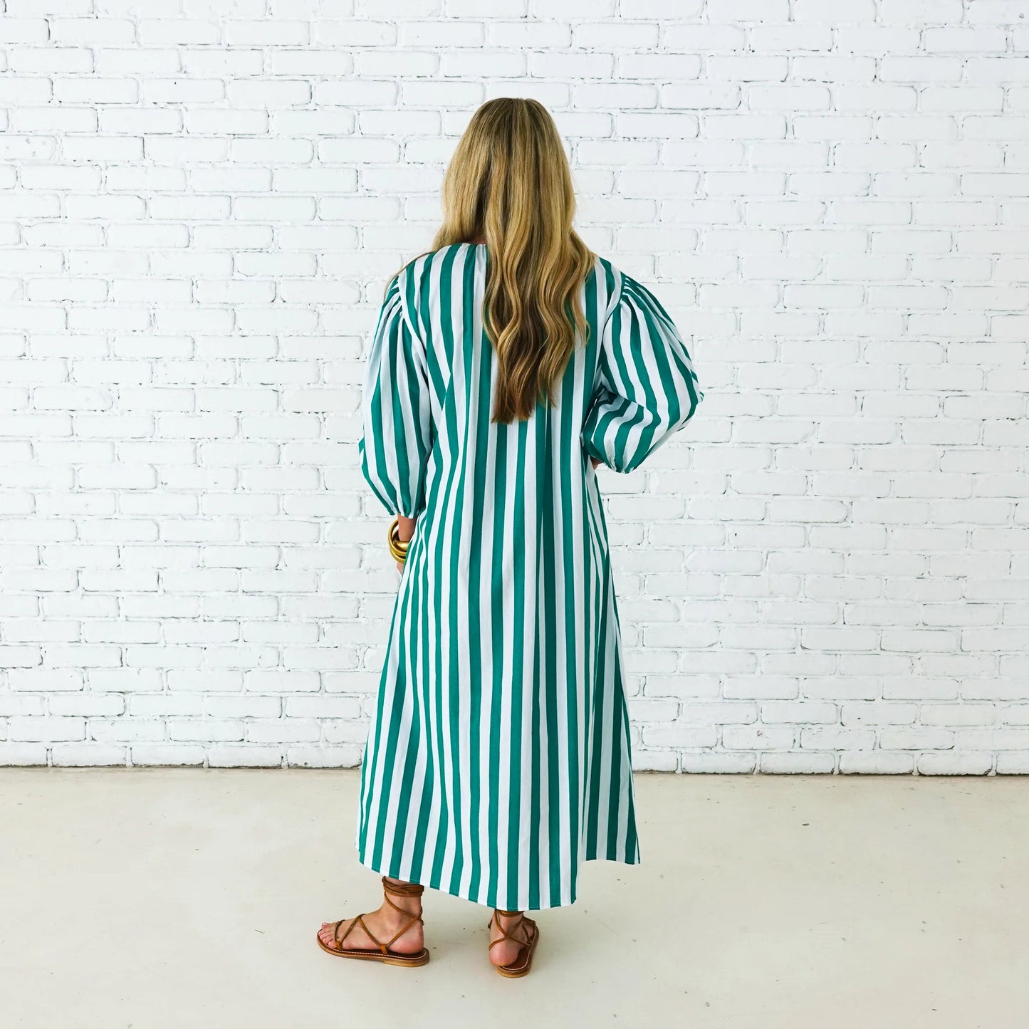 Cabana Dress- Green Stripe